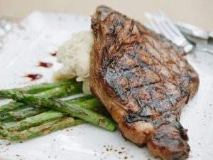Ribeye with Asparagus and mashed potatoes